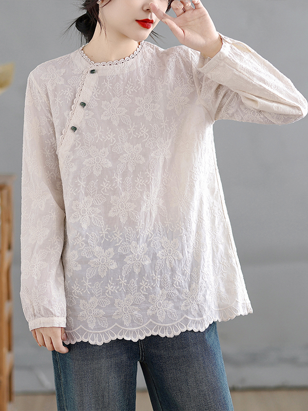 Base Layer Top - Kemeja Lengan Panjang Serbaguna Bordir Katun